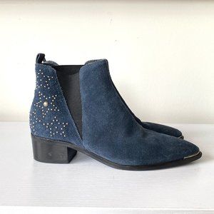 Marc Fisher Blue Suede Studded Yale Chelsea Boots
